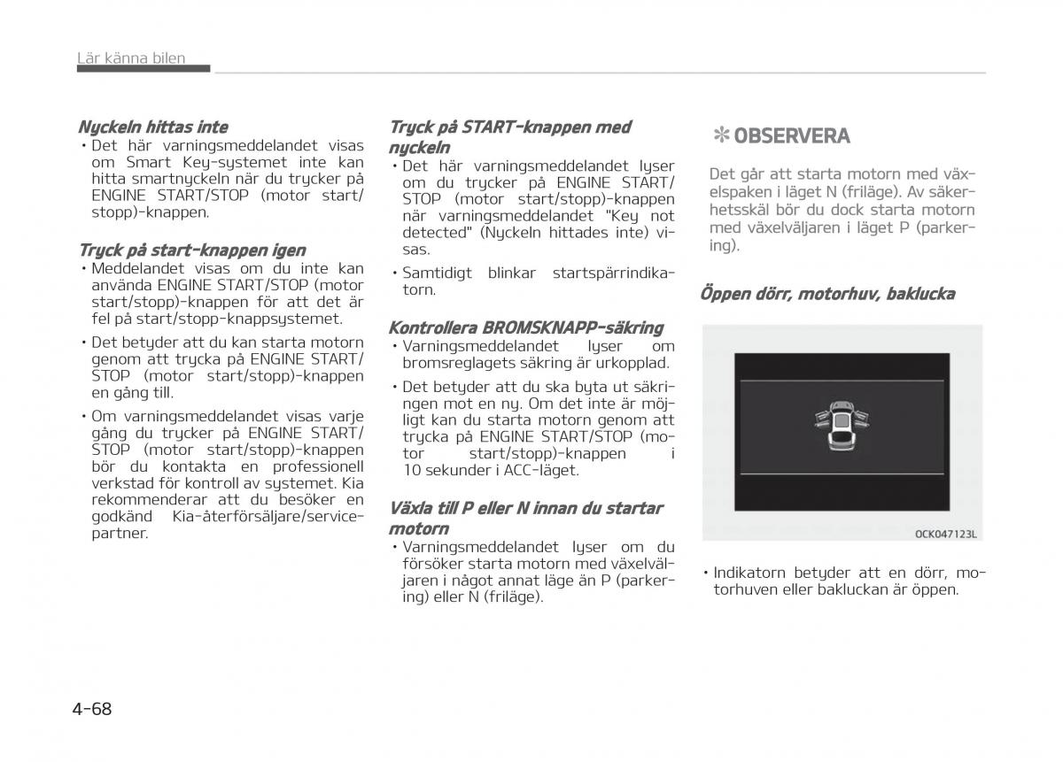 KIA Stinger instruktionsbok / page 158