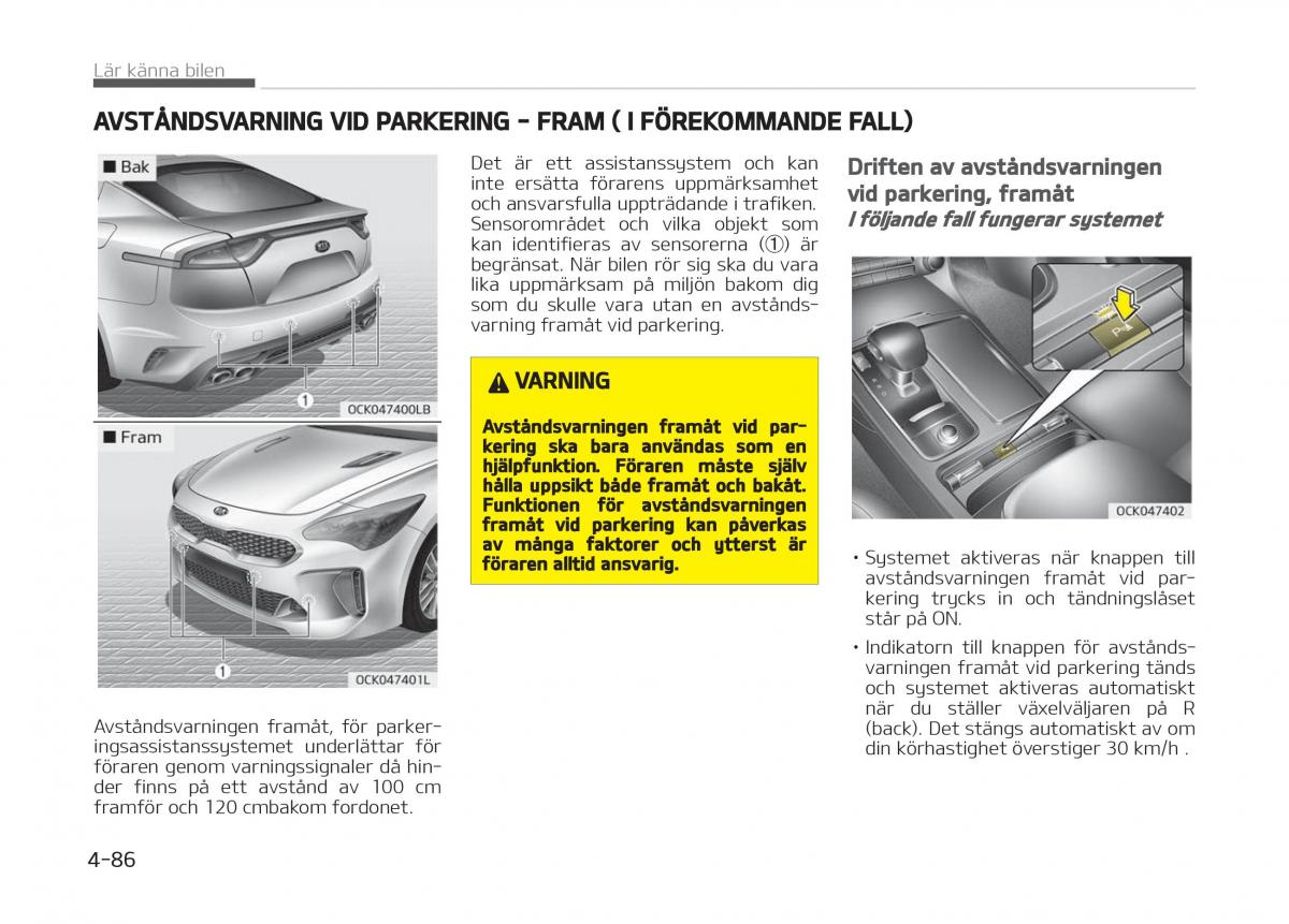 KIA Stinger instruktionsbok / page 176