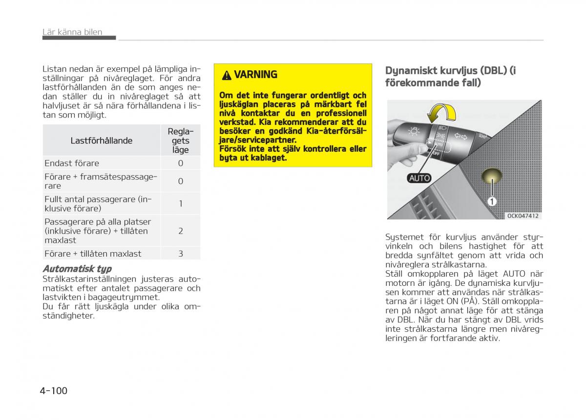 KIA Stinger instruktionsbok / page 190