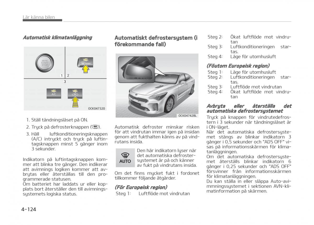 KIA Stinger instruktionsbok / page 214