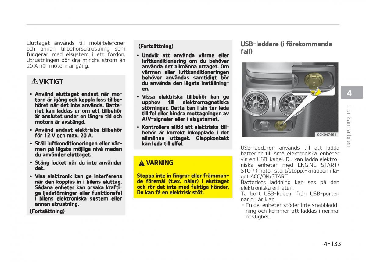 KIA Stinger instruktionsbok / page 223