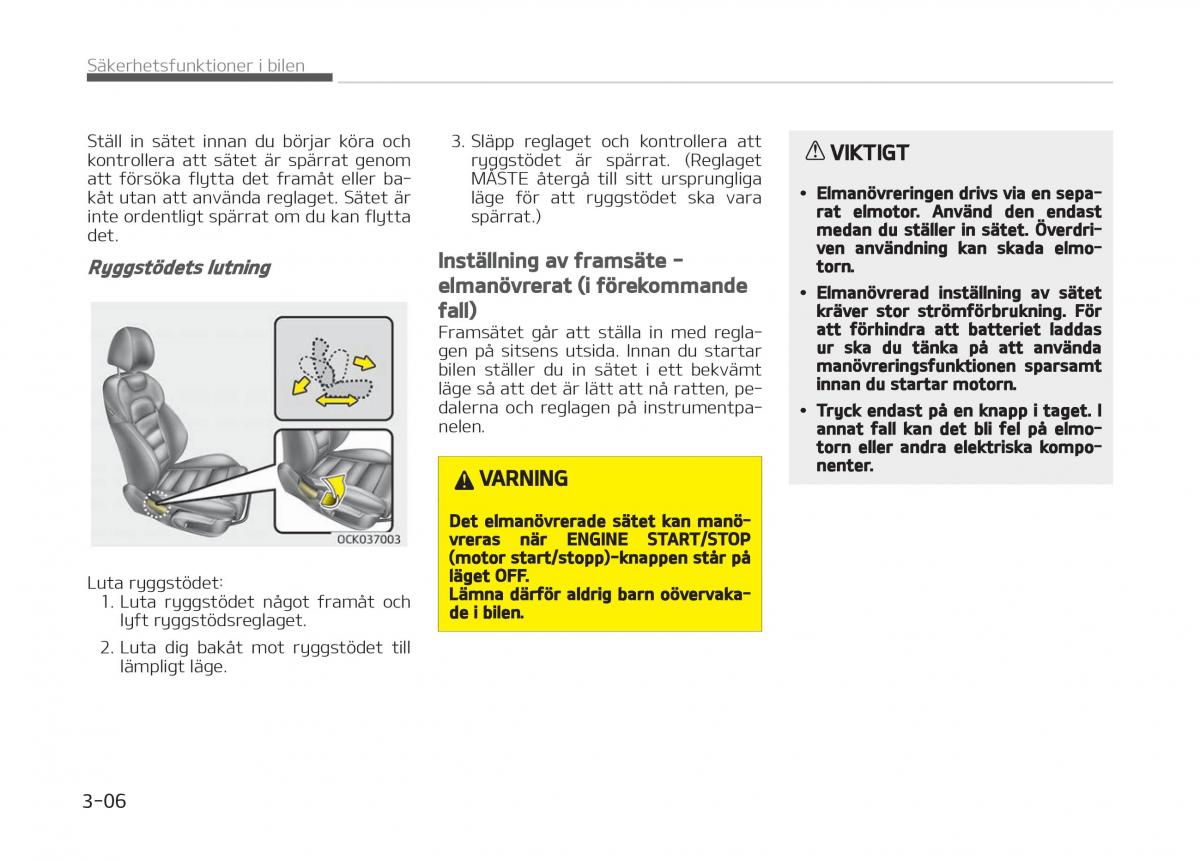 KIA Stinger instruktionsbok / page 26