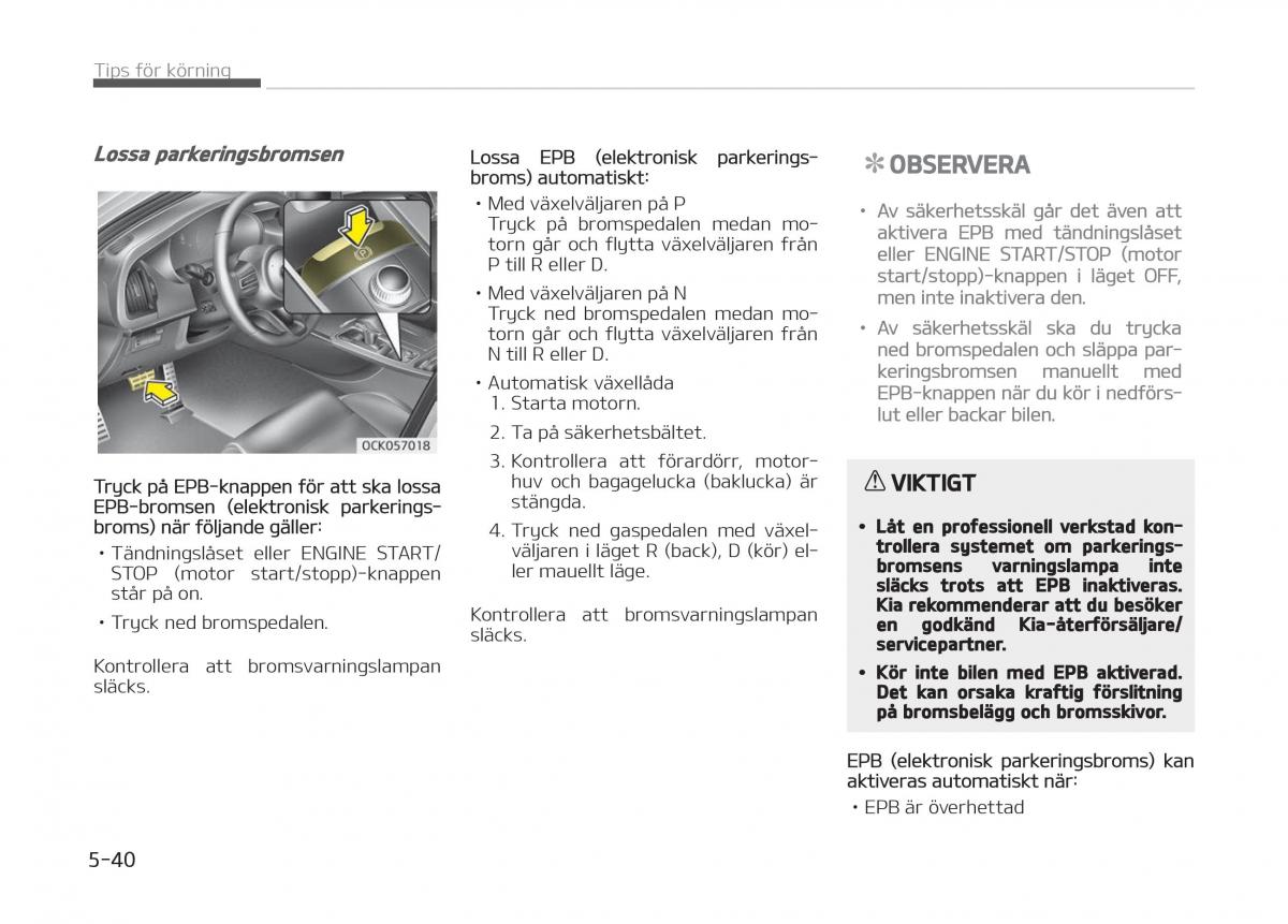 KIA Stinger instruktionsbok / page 272