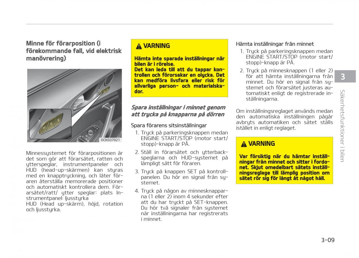 KIA Stinger instruktionsbok / page 29