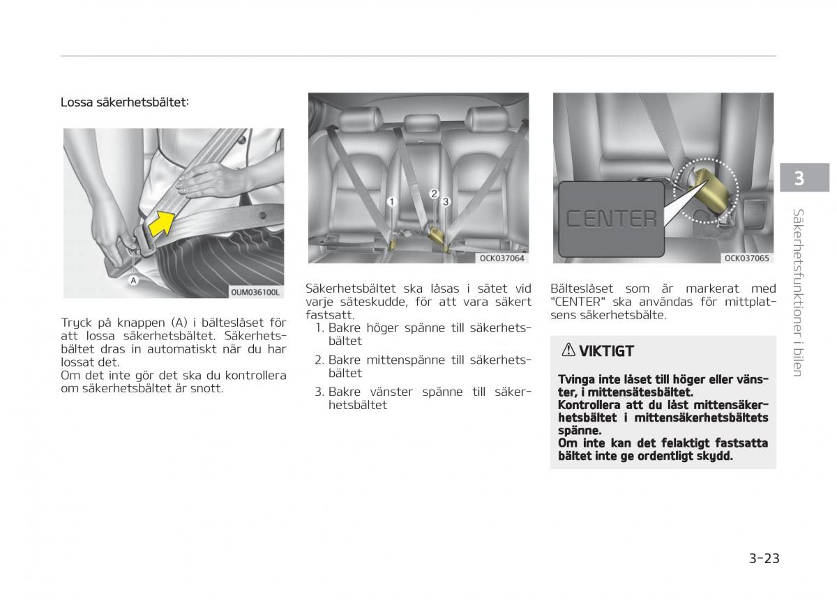 KIA Stinger instruktionsbok / page 43