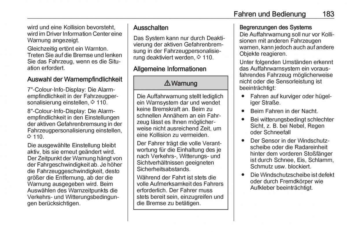 Opel Grandland X Handbuch / page 185