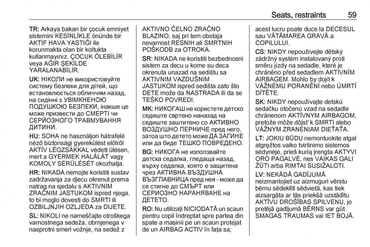 Opel Grandland X owners manual / page 61