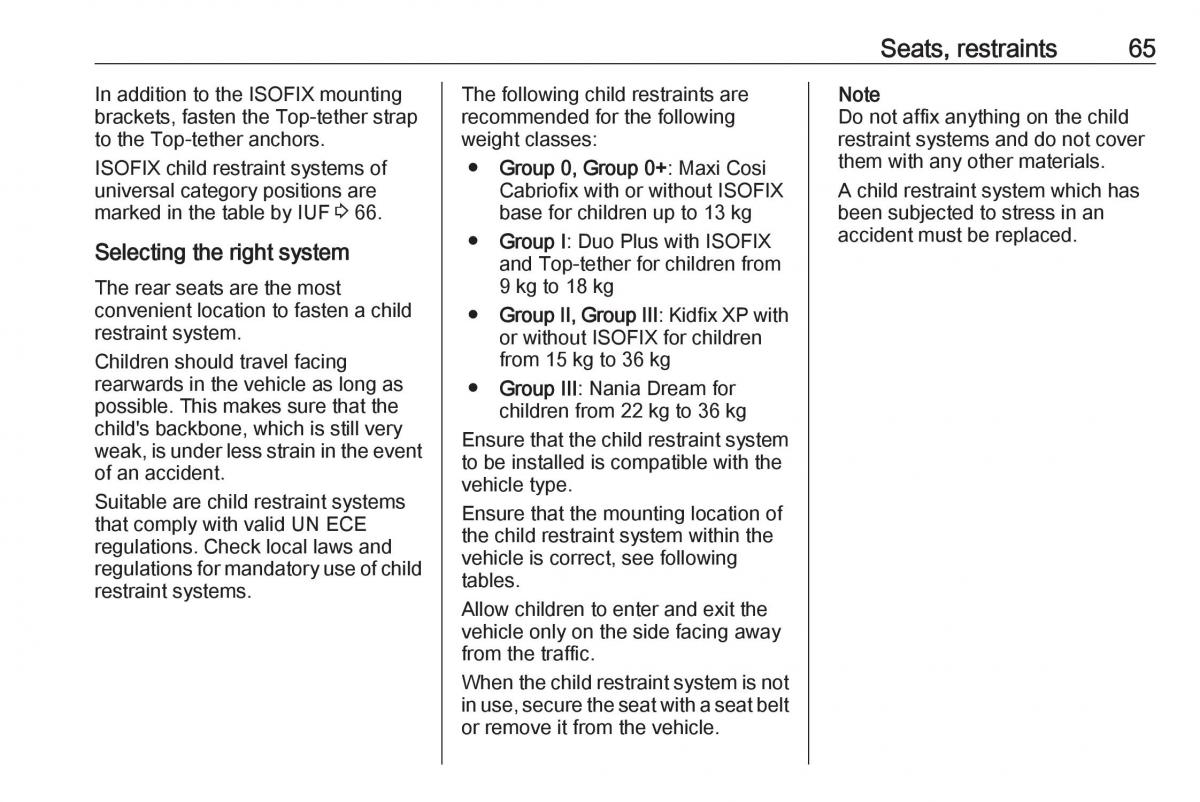 Opel Grandland X owners manual / page 67