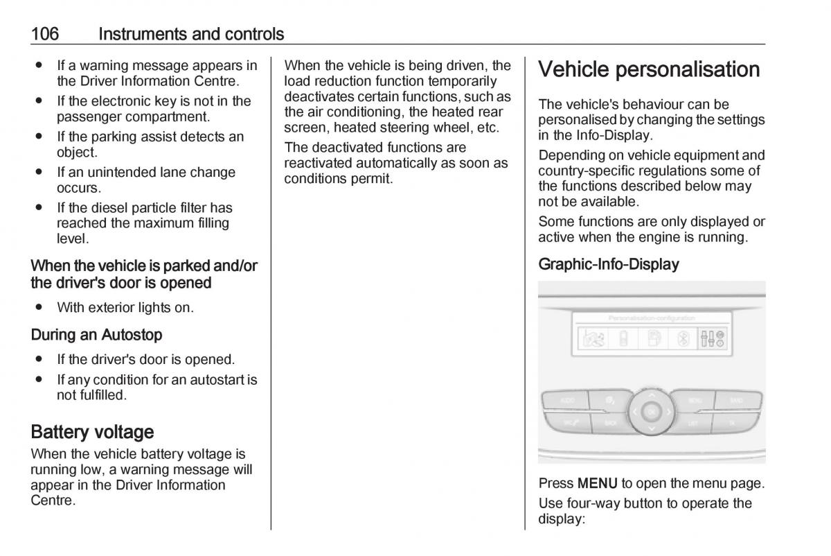 Opel Grandland X owners manual / page 108