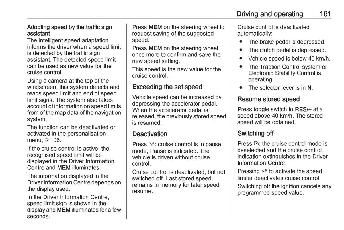 Opel Grandland X owners manual / page 163