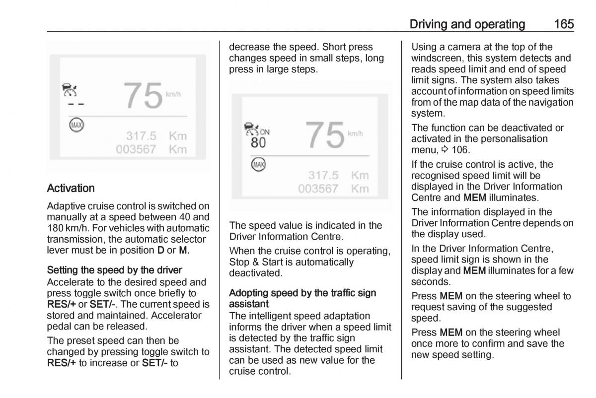 Opel Grandland X owners manual / page 167