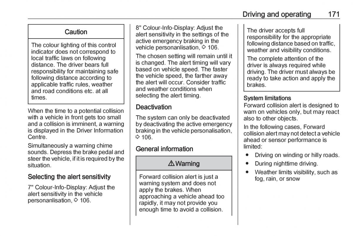 Opel Grandland X owners manual / page 173