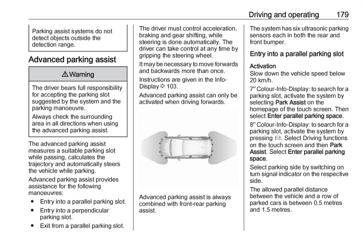 Opel Grandland X owners manual / page 181