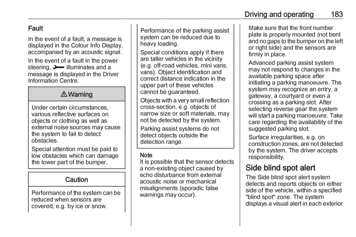 Opel Grandland X owners manual / page 185