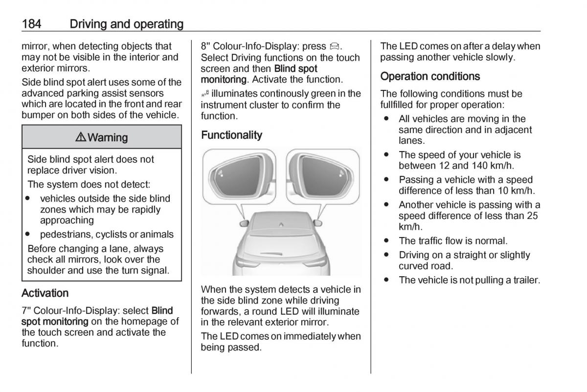 Opel Grandland X owners manual / page 186