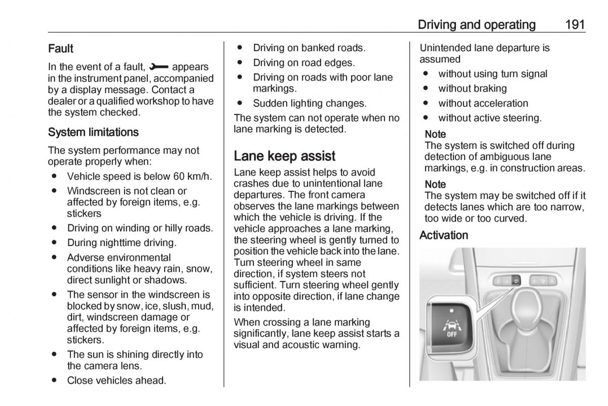 Opel Grandland X owners manual / page 193