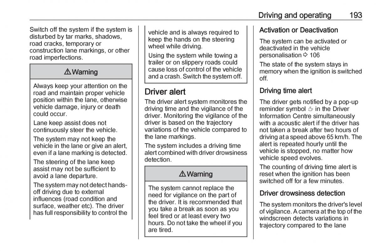 Opel Grandland X owners manual / page 195