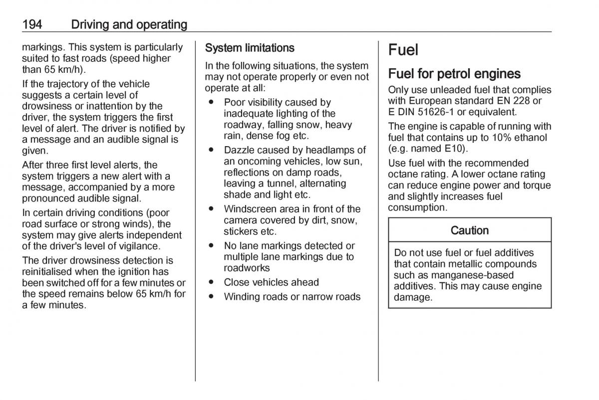 Opel Grandland X owners manual / page 196