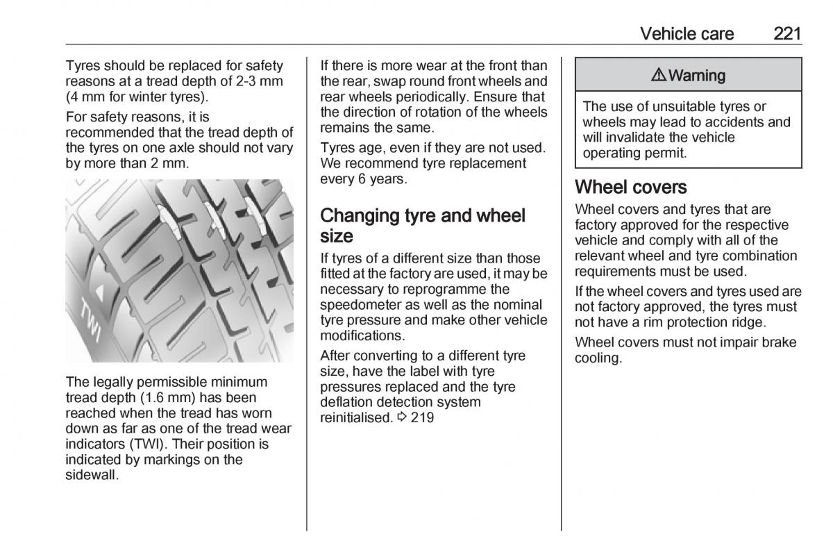 Opel Grandland X owners manual / page 223