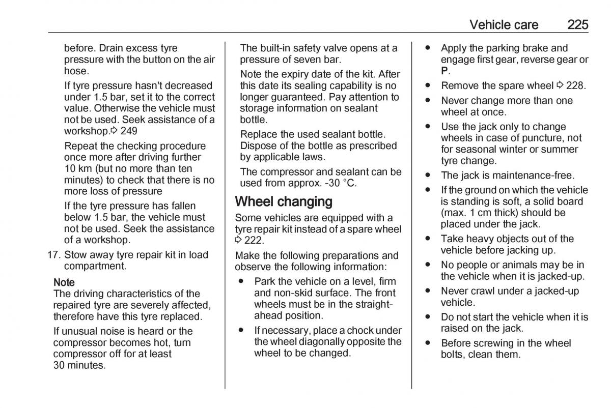 Opel Grandland X owners manual / page 227