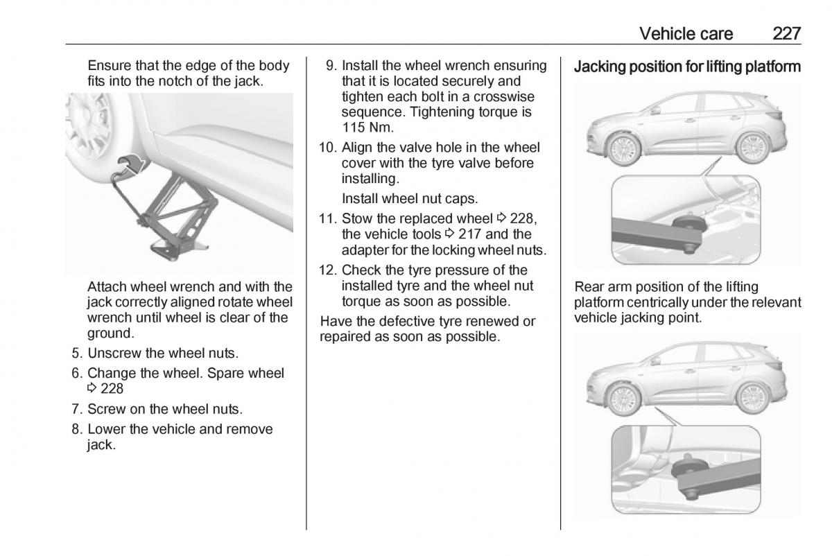 Opel Grandland X owners manual / page 229