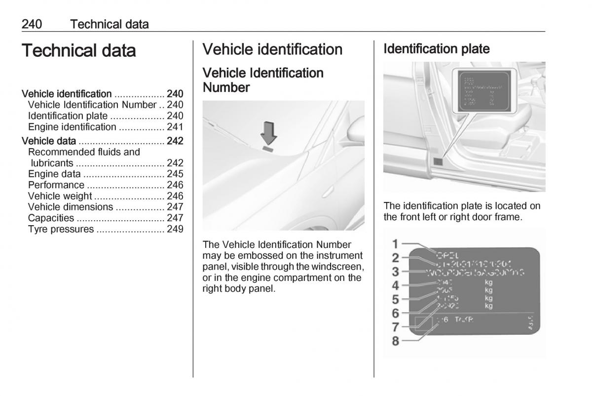 Opel Grandland X owners manual / page 242