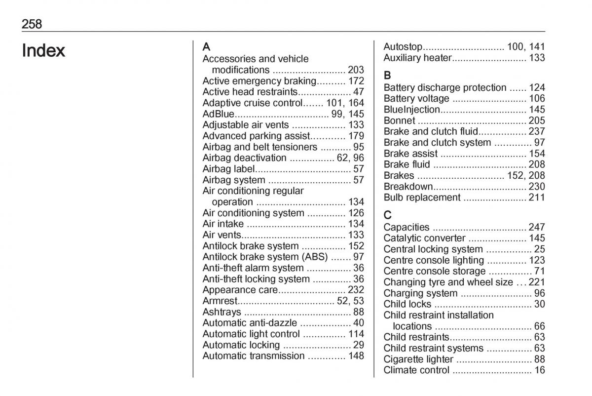 Opel Grandland X owners manual / page 260