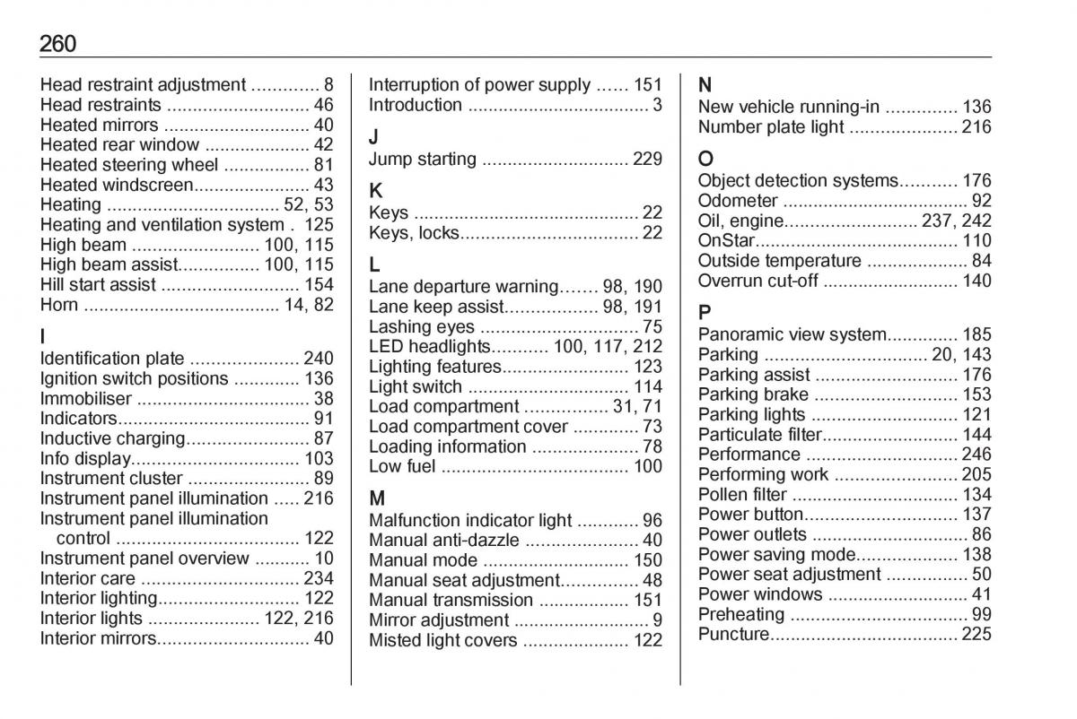 Opel Grandland X owners manual / page 262