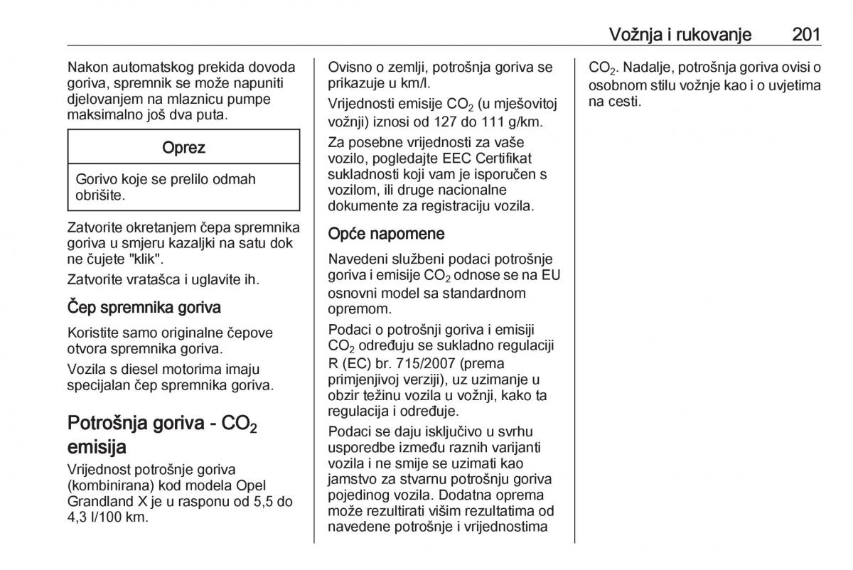 Opel Grandland X vlasnicko uputstvo / page 203