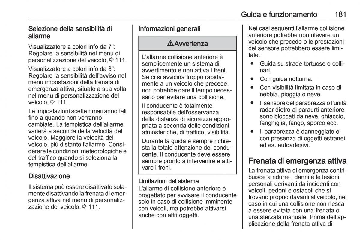 Opel Grandland X manuale del proprietario / page 183