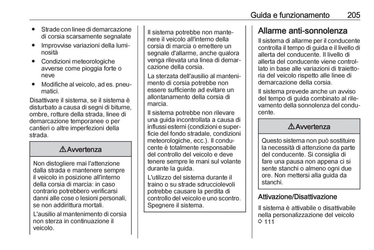 Opel Grandland X manuale del proprietario / page 207