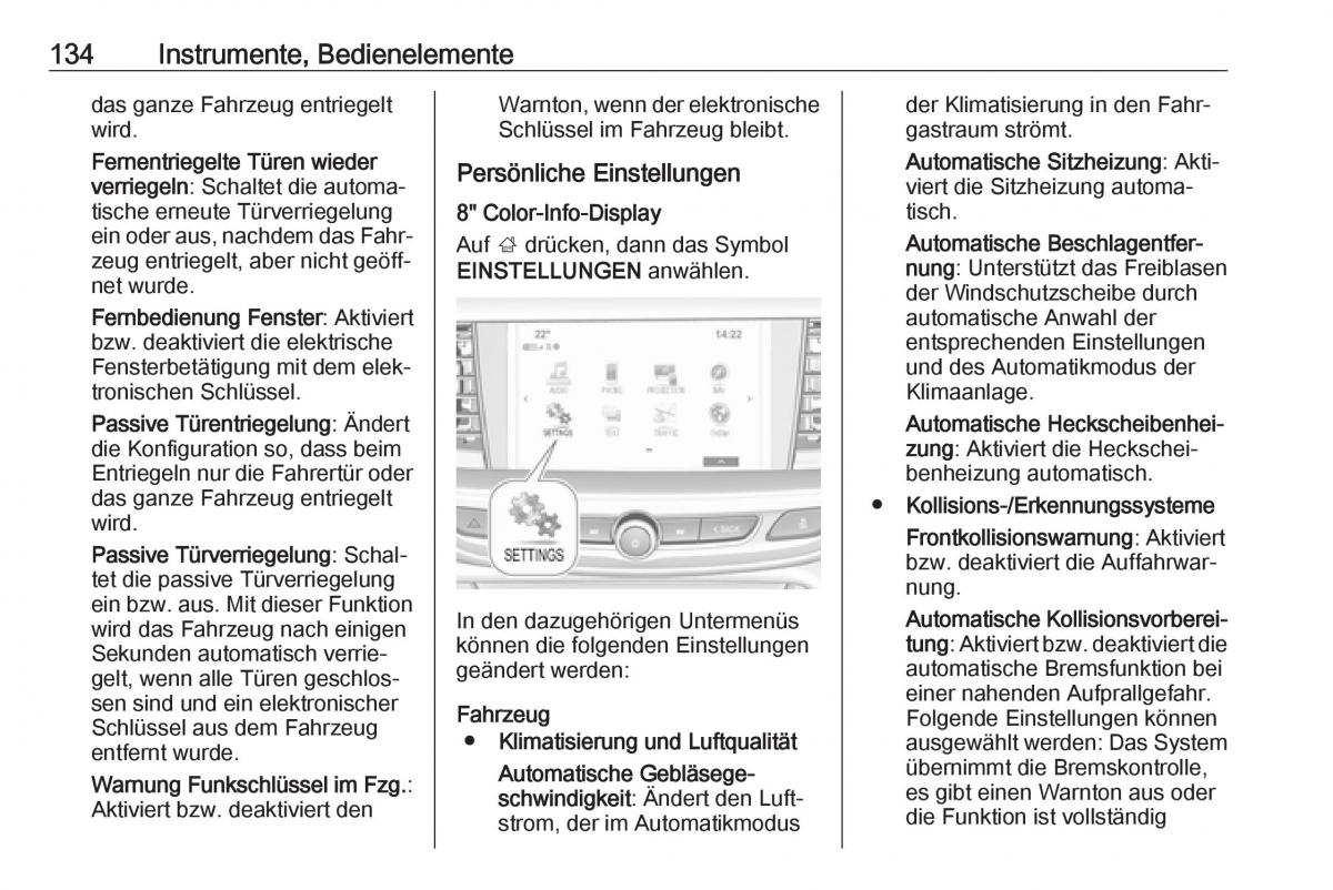 Opel Insignia B Handbuch / page 136