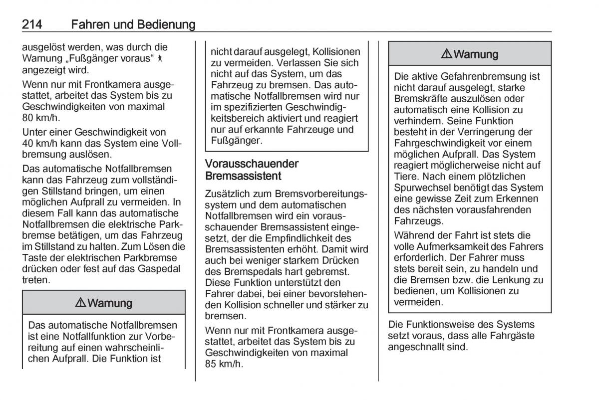 Opel Insignia B Handbuch / page 216