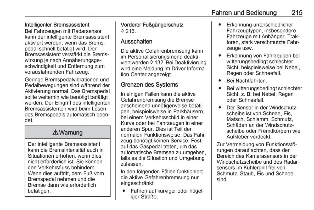 Opel Insignia B Handbuch / page 217