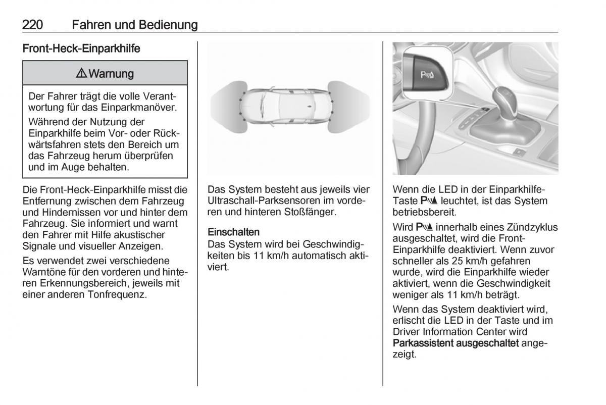 Opel Insignia B Handbuch / page 222