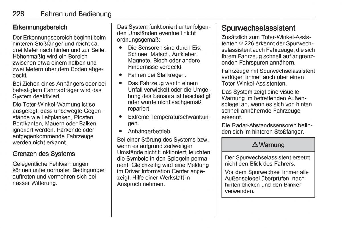 Opel Insignia B Handbuch / page 230