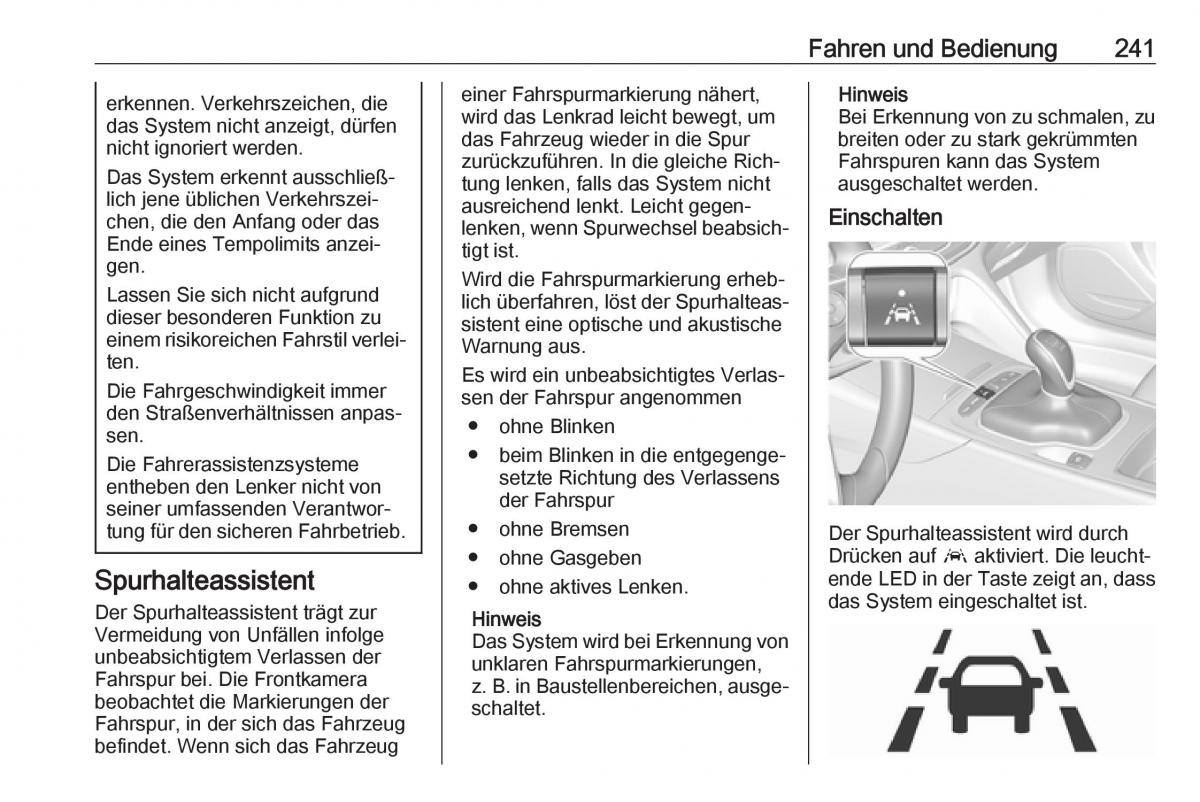 Opel Insignia B Handbuch / page 243