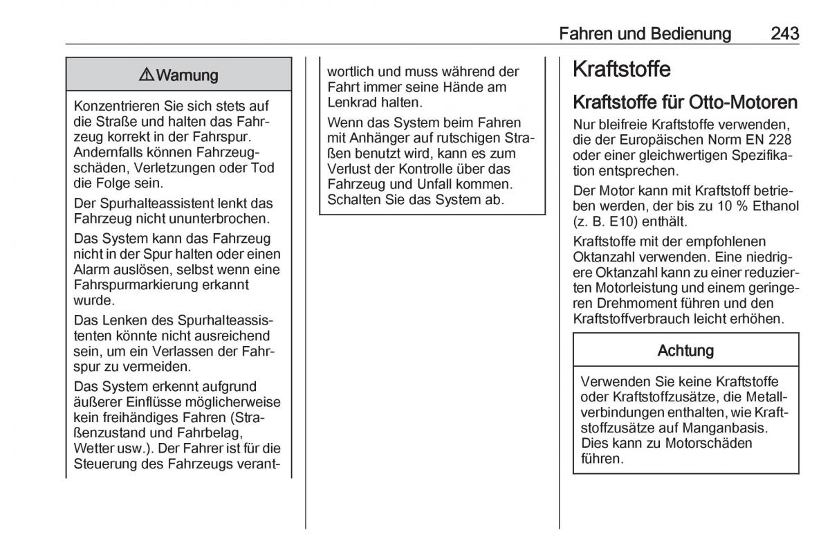 Opel Insignia B Handbuch / page 245