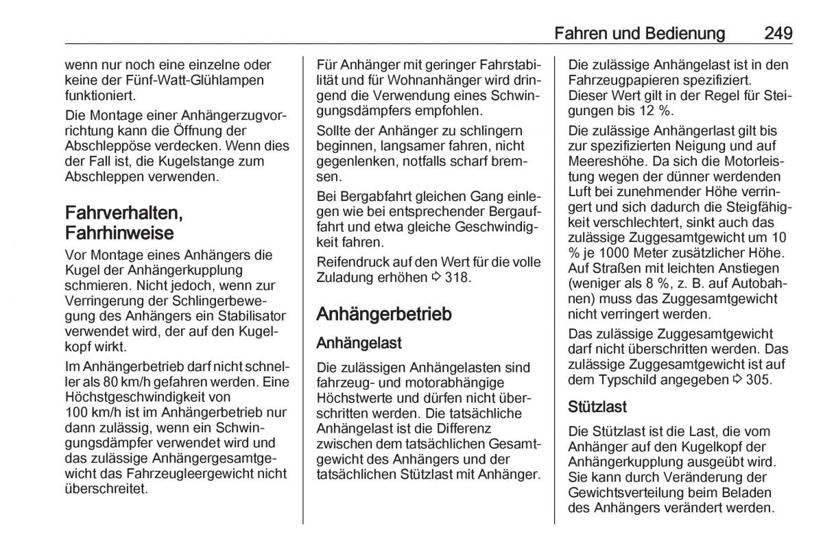 Opel Insignia B Handbuch / page 251