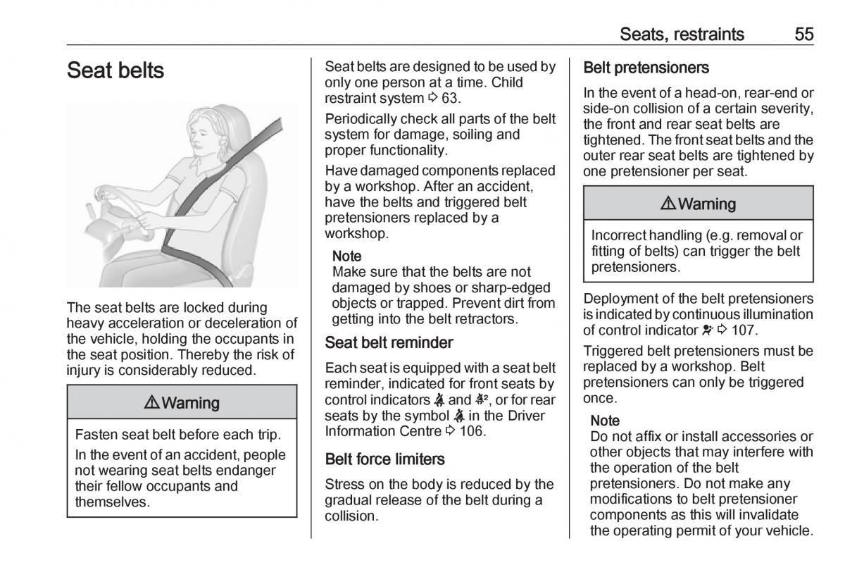 Opel Insignia B owners manual / page 57