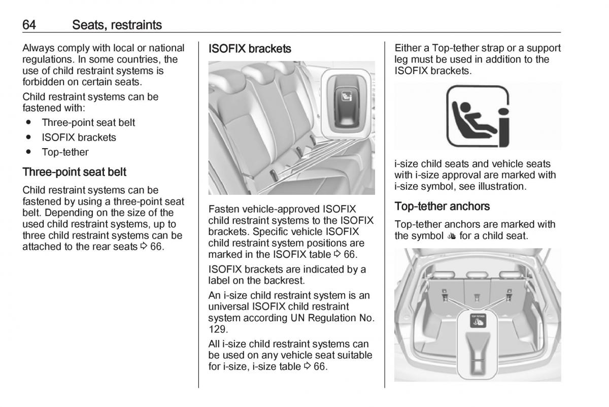 Opel Insignia B owners manual / page 66