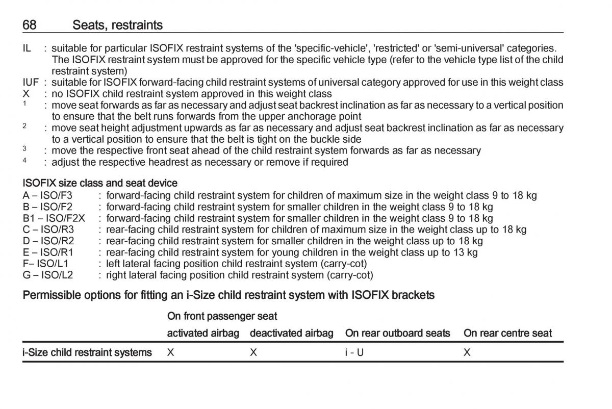 Opel Insignia B owners manual / page 70