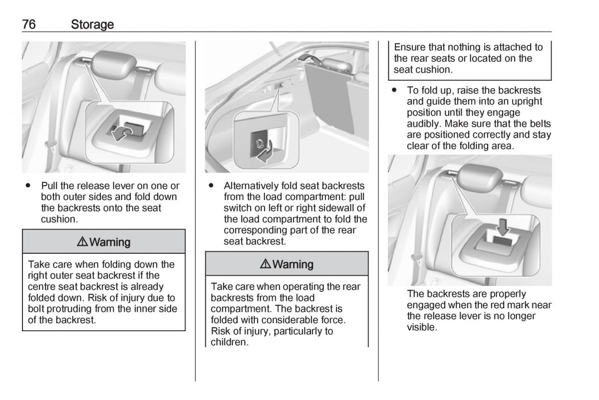 Opel Insignia B owners manual / page 78