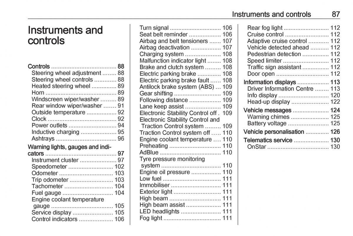 Opel Insignia B owners manual / page 89