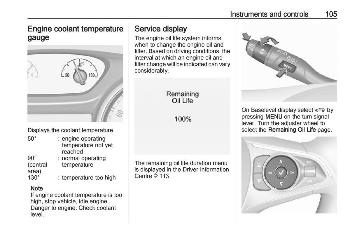 Opel Insignia B owners manual / page 107