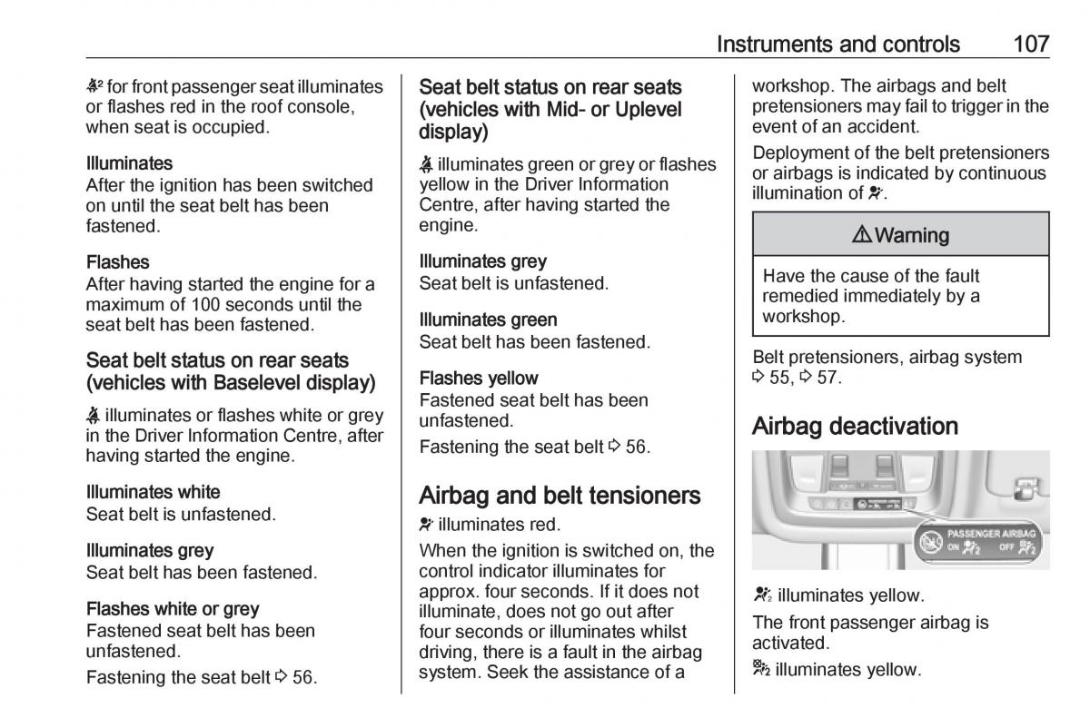 Opel Insignia B owners manual / page 109