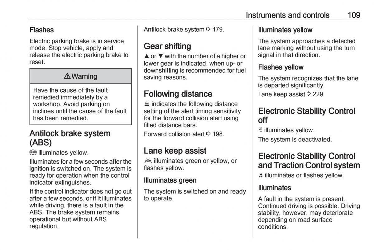 Opel Insignia B owners manual / page 111