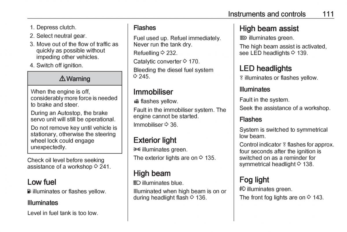 Opel Insignia B owners manual / page 113