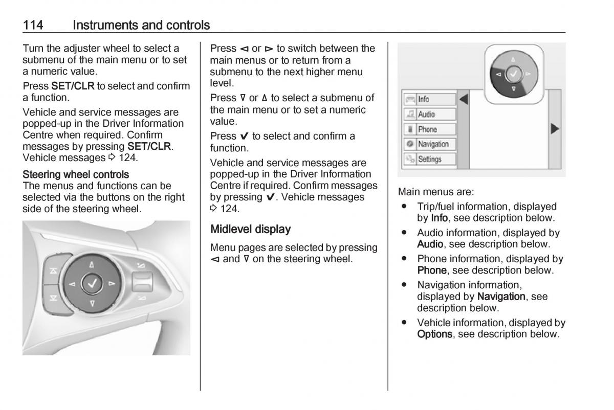 Opel Insignia B owners manual / page 116