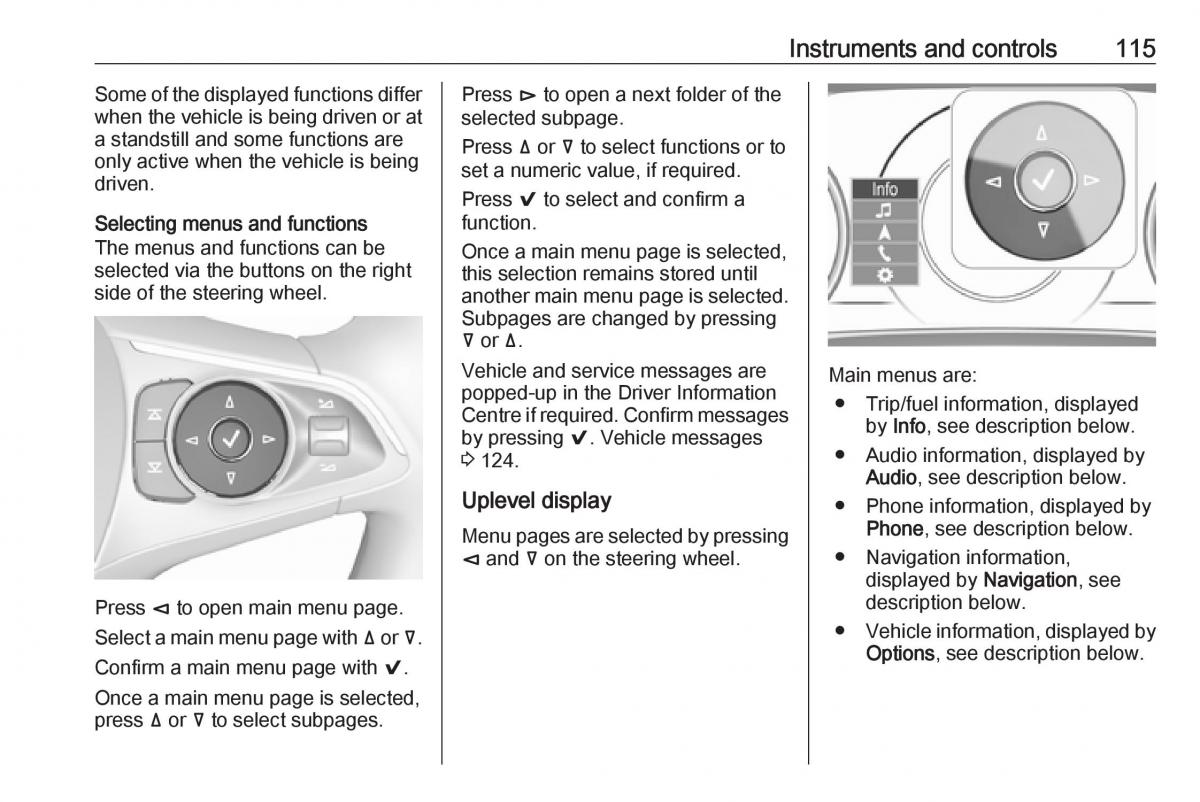 Opel Insignia B owners manual / page 117